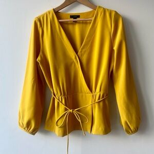 JCrew Yellow Wrap-Style Blouse - size 12